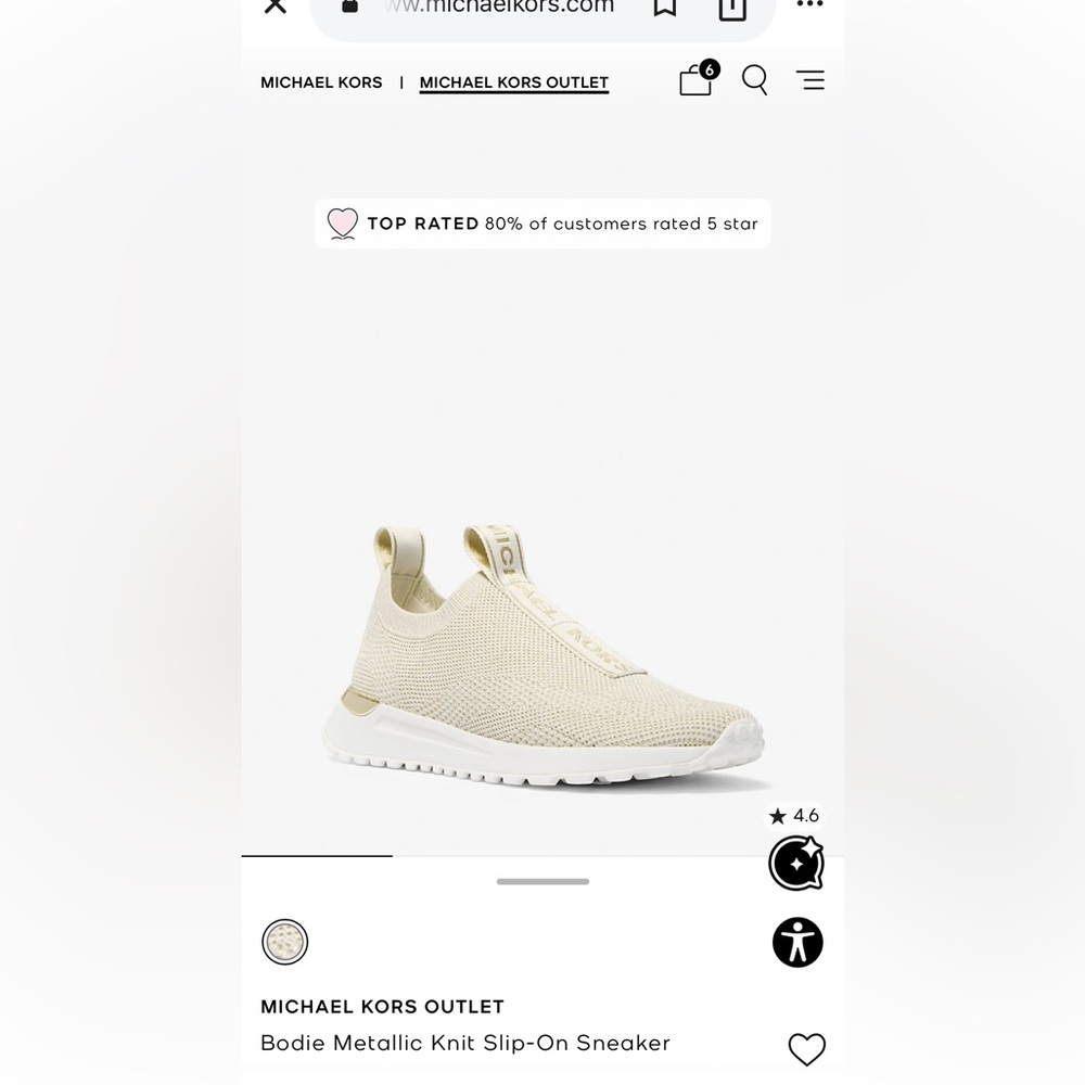 BRAND NEW IN BOX - Michael Kors Bodie Mettalic Knit Slip-On Sneakers (Pale Gold)